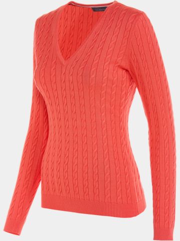 Valiente  Zopf Pullover Strick koralle