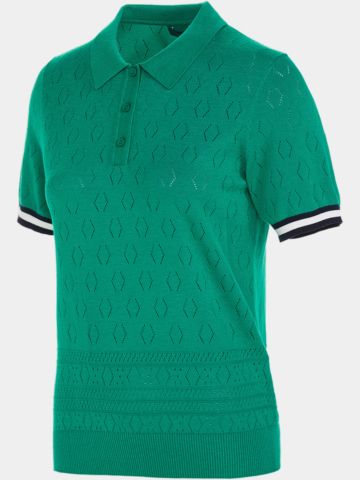 Valiente  Strick Jaquard Halbarm Polo grün