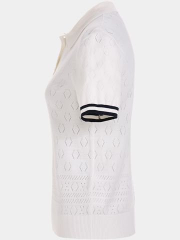 Valiente  Strick Jaquard Halbarm Polo weiß