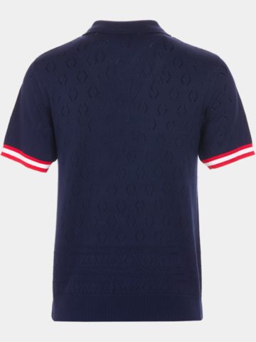 Valiente Strick Jaquard Halbarm Polo navy