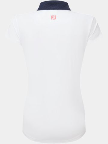 FootJoy Cap Sleeve Print Trim Lisle Halbarm Polo weiß