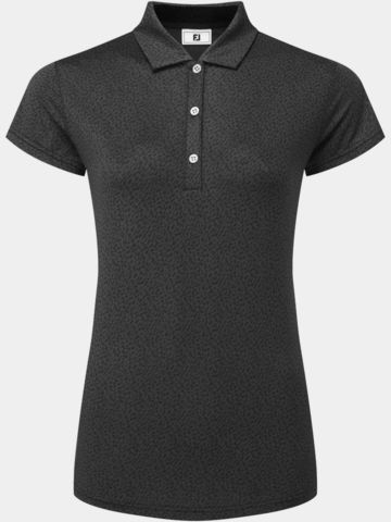 FootJoy Animal Print Cap Sleeve Shirt Halbarm Polo schwarz