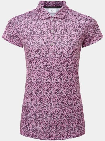 FootJoy Animal Print Cap Sleeve Shirt Halbarm Polo pink