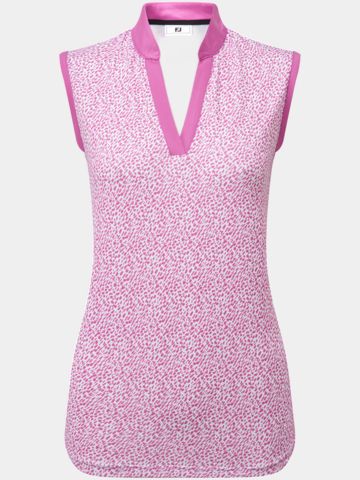 FootJoy Animal Print Open Placket ohne Arm Polo pink