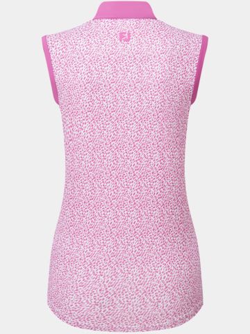 FootJoy Animal Print Open Placket ohne Arm Polo pink