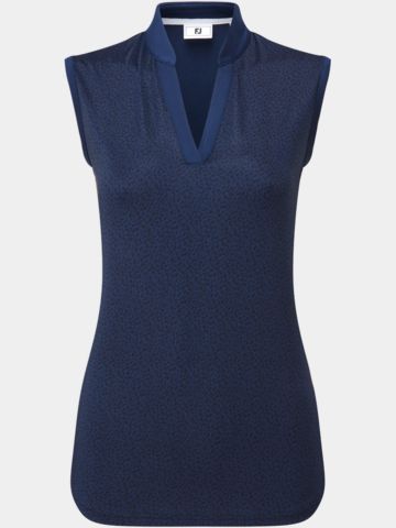 FootJoy Animal Print Open Placket ohne Arm Polo navy