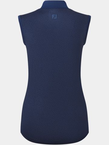 FootJoy Animal Print Open Placket ohne Arm Polo navy