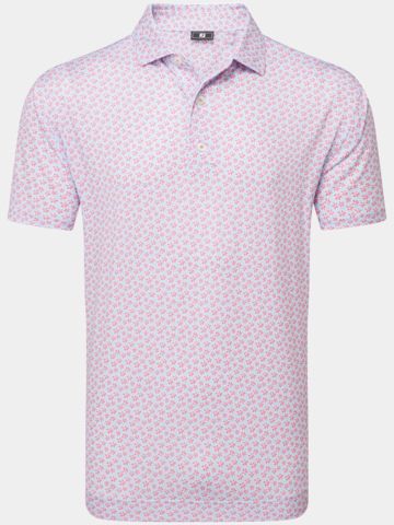 FootJoy Floral Sketch Print Lisle Halbarm Polo pink