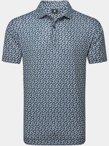FootJoy Floral Sketch Print Lisle Halbarm Polo weiß