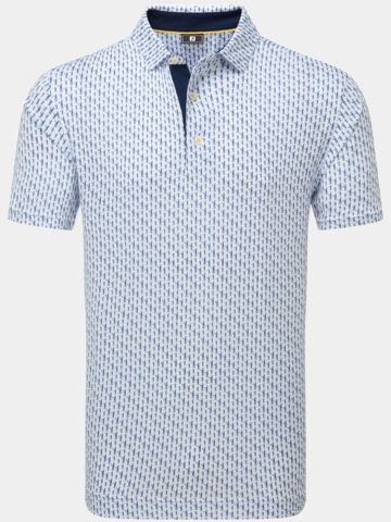 FootJoy Figure Print Lisle Halbarm Polo navy