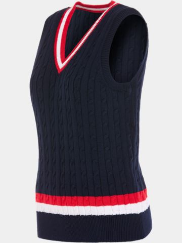 Valiente  Retro Zopf Pullunder Strick navy