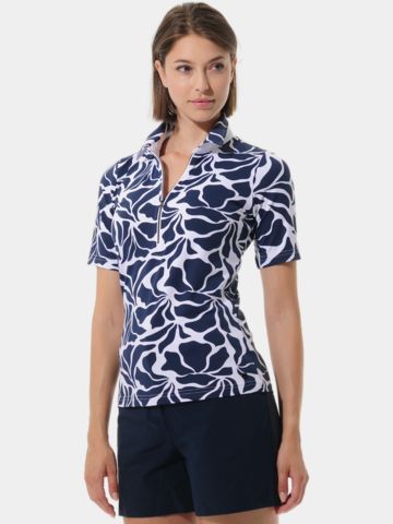 MDC Zip Halbarm Polo navy