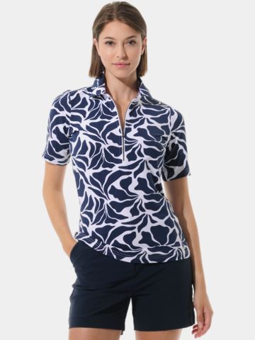 MDC Zip Halbarm Polo navy