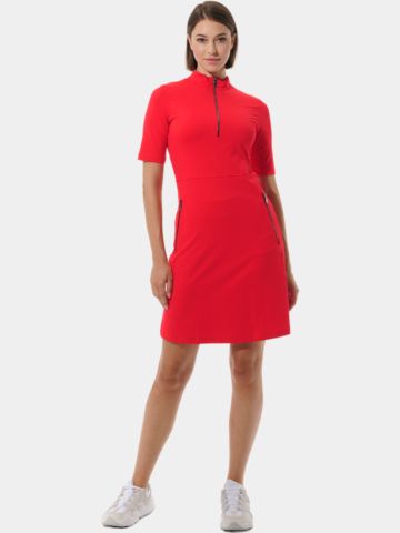 MDC Zip Golf Halbarm Kleid rot