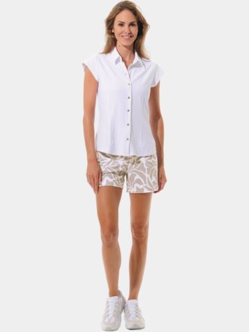 MDC  Cap Sleeve Button Down Halbarm Polo weiß