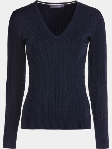 Valiente Zopf Pullover Strick navy