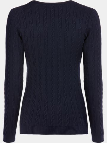 Valiente Zopf Pullover Strick navy