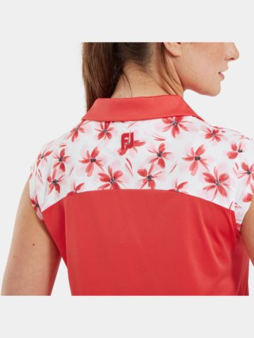 FootJoy Cap Sleeve Blocked Floral Print Lisle rot