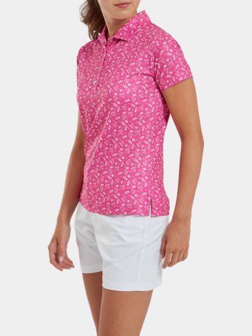 FootJoy FLORAL PRINT Halbarm Polo pink