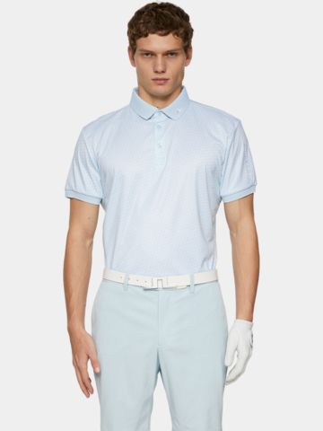 J.Lindeberg Tour Tech Print Halbarm Polo hellblau