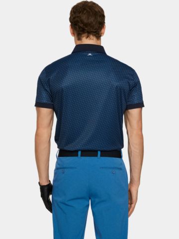 J.Lindeberg Tour Tech Print Halbarm Polo navy