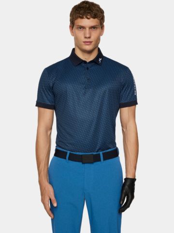J.Lindeberg  Tour Tech Print Halbarm Polo navy