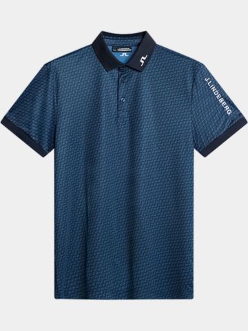 J.Lindeberg  Tour Tech Print Halbarm Polo navy