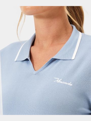 Macade Golf Ella Knit Top Langarm Polo blau