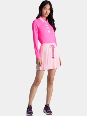 G/Fore  SILKY TECH QUARTER ZIP Langarm Polo pink