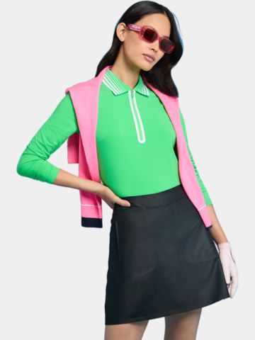 G/Fore SILKY TECH QUARTER ZIP Langarm Polo grün