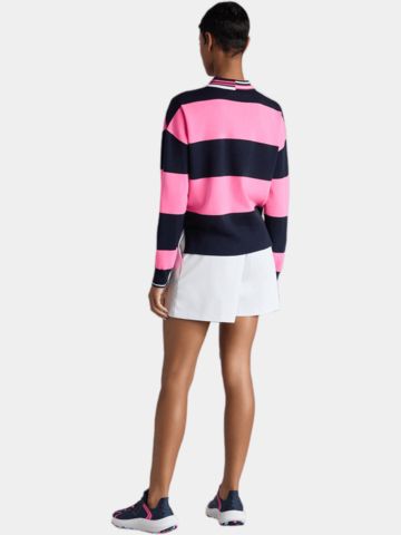G/Fore  ITALIAN WOOL RUGBY STRIPE SWEATER Long sleeve polo pink