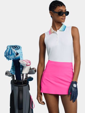 G/Fore GRADIENT COLLAR SILKY TECH NYLON sleeveless polo white