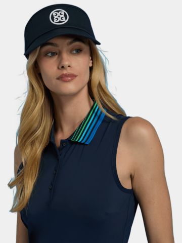 G/Fore GRADIENT COLLAR SILKY TECH NYLON sleeveless polo navy