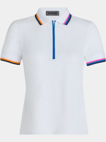 G/Fore TECH PIQUE QUARTER ZIP half-sleeve polo white
