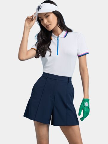 G/Fore TECH PIQUE QUARTER ZIP half-sleeve polo white