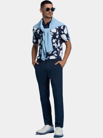 G/Fore BLUR FLORAL TECH JERSEY polokošile s polovičním rukávem námořnická modrá