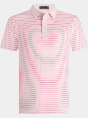 G/Fore FEEDER STRIPE TECH JERSEY Halbarm Polo rosa
