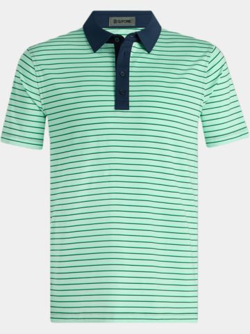 G/Fore FEEDER STRIPE TECH JERSEY Halbarm Polo hellgrün