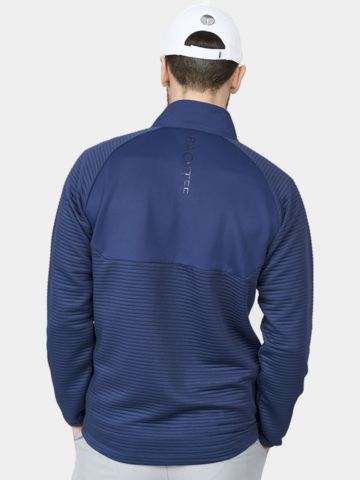 Backtee Mens Waffel Midlayer Cardigan Stretch Jacke navy
