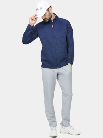 Backtee  Mens Waffel Midlayer Cardigan Stretch Jacke navy