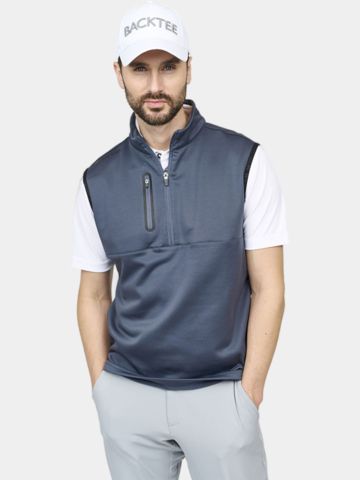 Backtee Mens Shield Midlayer Slipover Windstopp Weste blau