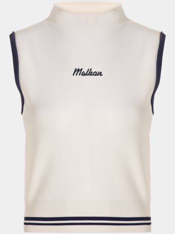 KARA MOCK NECK VEST knitted sweater ecru