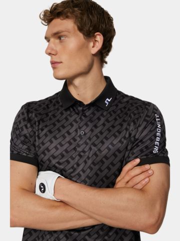 J.Lindeberg  Tour Tech Print Half Sleeve Polo black