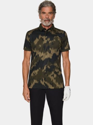 J.Lindeberg  Tour Tech Print Half Sleeve Polo olive