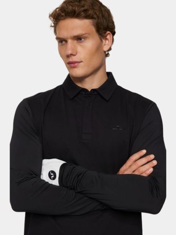 J.Lindeberg Sean Hybrid Langarm Polo schwarz