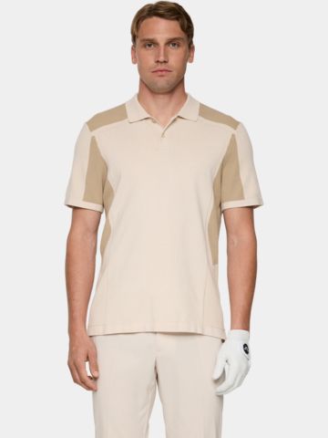 J.Lindeberg  Ruben Knitted Shirt Half Sleeve Polo beige