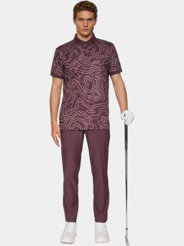 J.Lindeberg  Tour Tech Print Half Sleeve Polo berry