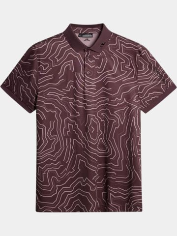 J.Lindeberg  Tour Tech Print Half Sleeve Polo berry