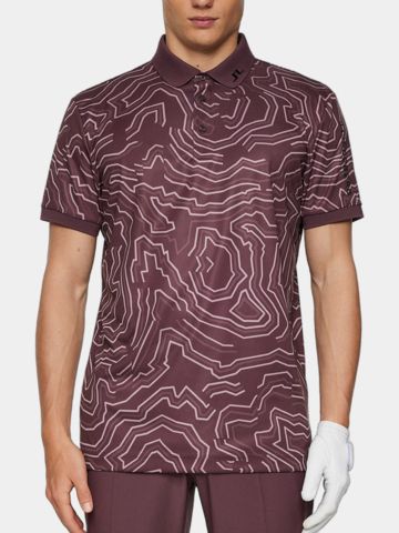 J.Lindeberg Tour Tech Print Halbarm Polo beere