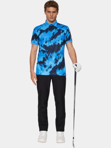 J.Lindeberg  Tour Tech Print Halbarm Polo hellblau